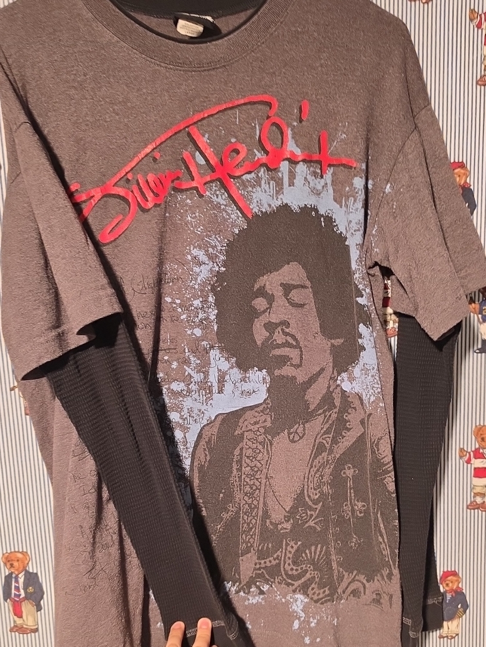 Vintage Jimi Hendrix Hybrid Graphic Grunge Style Layered Shirt 90s Y2k Large